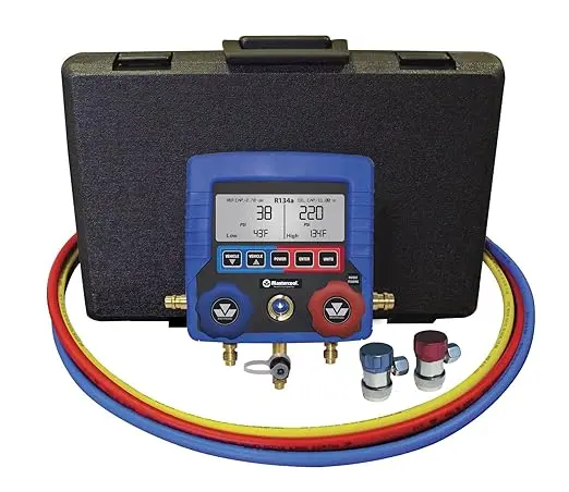 Mastercool (99872-A Blue R134A Digital Manifold Gauge Set with 72" Hose and Manual Coupler